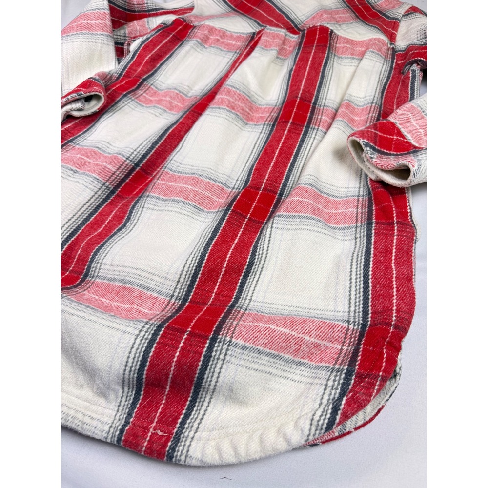 Aerie Oversized Plaid Long Shacket Cotton Lumberjack Shirt Jacket Red White Sz S - Picture 8 of 8